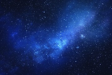 Fototapeta premium Starry sky background, blue night sky full of stars, glowing stars in the dark space, starry background, dark night, stars in the distance, starlight, dark background with a blue glow, night sky. 