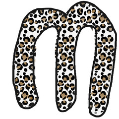 Cheetah print doodle font letter p