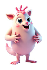 Naklejka premium Playful pink cartoon creature with a crown-like headpiece.