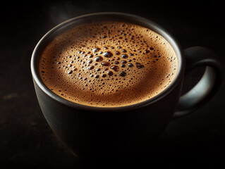Fototapeta premium Coffee and Roasted Beans on a Dark, Moody Background