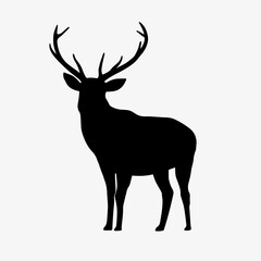Standing stag silhouette clipart, wildlife illustration