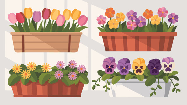 Colorful Spring Flowers in Window Boxes Tulips, Daisies, Pansies, and More!