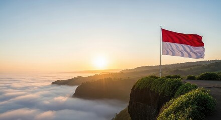Sunrise over clouds national flag