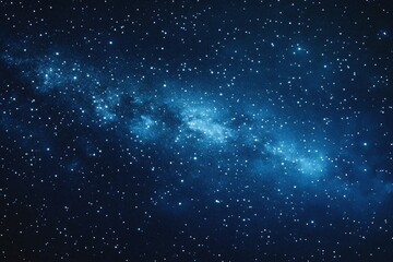 Obraz premium Starry sky background, blue night sky full of stars, glowing stars in the dark space, starry background, dark night, stars in the distance, starlight, dark background with a blue glow, night sky. 
