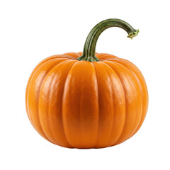 Vibrant orange pumpkin with green stem, a symbol of autumn harvest, isolated on transparent background