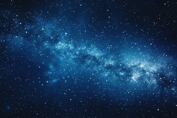 Obraz premium Starry sky background, blue night sky full of stars, glowing stars in the dark space, starry background, dark night, stars in the distance, starlight, dark background with a blue glow, night sky. 