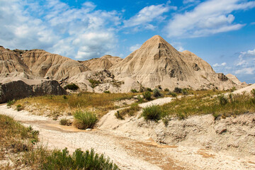Dry Big Cottonwood Creek Bed on the Trail through the Badlands of Toadstool Geologic Park in Northwestern Nebraska.	
