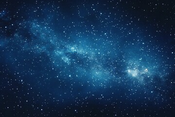 Obraz premium Starry sky background, blue night sky full of stars, glowing stars in the dark space, starry background, dark night, stars in the distance, starlight, dark background with a blue glow, night sky. 
