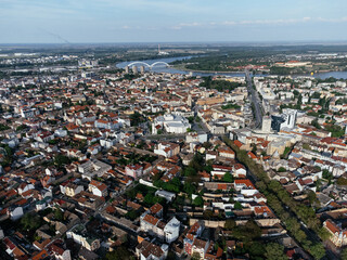 Drone flight above the Novi Sad city, Serbia.