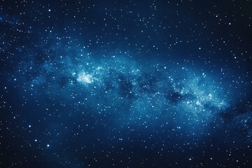 Naklejka premium Starry sky background, blue night sky full of stars, glowing stars in the dark space, starry background, dark night, stars in the distance, starlight, dark background with a blue glow, night sky. 