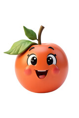 A cheerful, cartoon orange fruit with expressive eyes and a happy face.