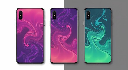 Collection of Colorful Fluid Art Phone Cases in Purple, Pink and Green