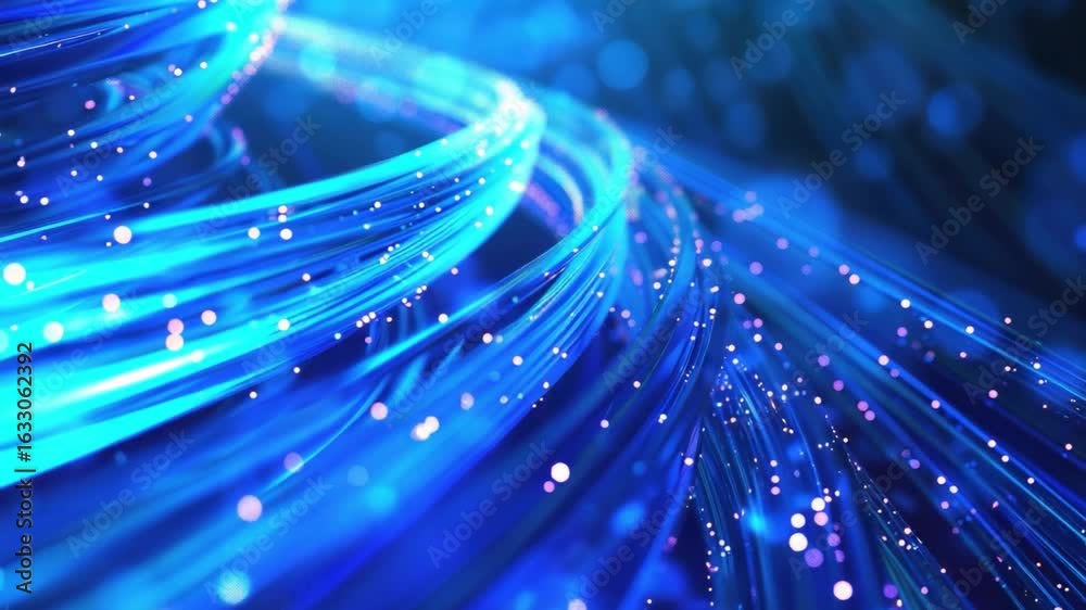 Wall mural vibrant abstract blue light motion with glowing particles and flowing lines in a dynamic background 