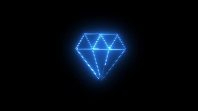 Neon gemstone icon animation, slow blink. Glowing neon diamond, looped slow flashing animation. Gem, brilliant stone, royal treasure, jewel, premium and luxury, rich. Purple, red, pink colors