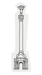 PNG Independence Monument, famous location in Ukraine, line art illustration, transparent background