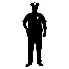 Graphic Silhouette of a Police Officer Standing at Attention