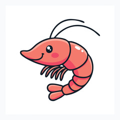 Cartoon shrimp vector illustration with marine animal seafood