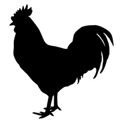 PNG chicken silhouette, rooster illustration sticker, transparent background