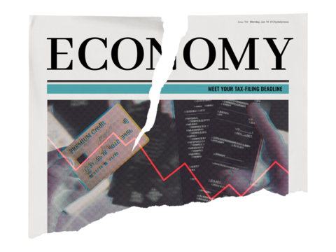 Economy newspaper png sticker, finance concept, ripped paper on transparent background