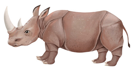 Rhino png sticker, cute animal illustration, transparent background