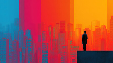 Responsible investment theme showing investor focusing on ESG criteria in modern office backdrop