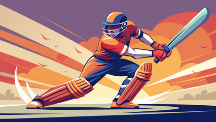 Cricket Action Illustrations – Batting Poses and Dynamic Sport Scenes