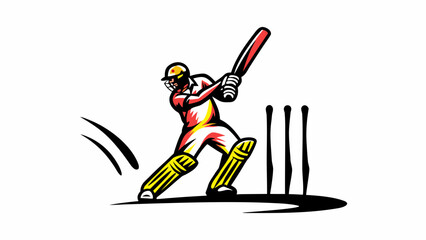 Fototapeta premium Cricket Action Illustrations – Batting Poses and Dynamic Sport Scenes