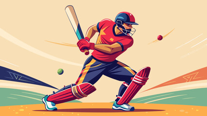 Cricket Action Illustrations – Batting Poses and Dynamic Sport Scenes