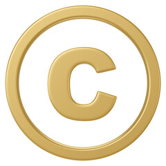 Golden copyright png symbol 3D, transparent background