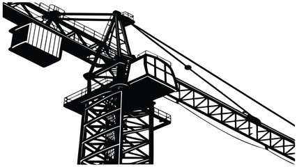 Towering construction crane lifting heavy load industrial machinery