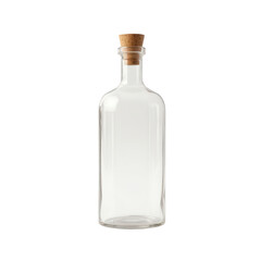 Empty glass bottle with cork stopper.