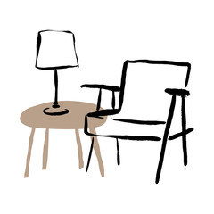 Fototapeta premium Living room png, aesthetic illustration, transparent background