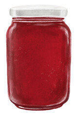 PNG Strawberry jam jar, bread spread illustration, transparent background