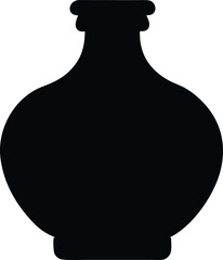 Fototapeta premium Black silhouette of a classic vase with a rounded body isolated on a white background.