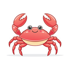 Cute cartoon crab illustration with large claws and a happy expression.