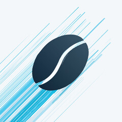 A stylized coffee bean icon with dynamic blue lines, suggesting motion and energy.