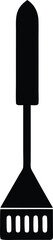 Black silhouette of a potato masher with a slotted head kitchen cooking utensil.eps