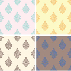 Seamless Damask Pattern Collection in Four Seasonal Colors – Vector Design
