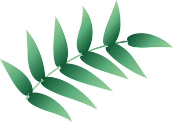 vector illustration of a stem of multiple unique green leaves