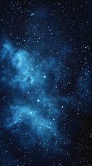 Fototapeta premium Starry sky background, blue night sky full of stars, glowing stars in the dark space, starry background, dark night, stars in the distance, starlight, dark background with a blue glow, night sky. 