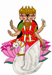 Obraz premium hand drawn digital art of goddess brahmi