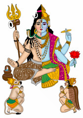 hand drawn digital art of lord harihar