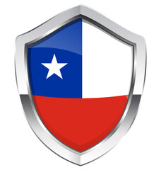 shield with the flag of Chile with chrome metal frame
