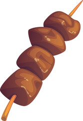 vector illustration of a stick with kebabs
