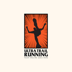 Ultra Trail running logo vector illustration on white background