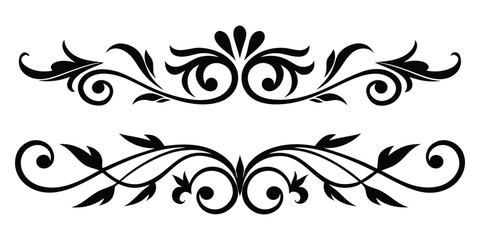 Elegant Black Floral Scrollwork Ornaments for Decorative Design Use