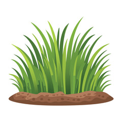 Green grass tuft on a patch of soil