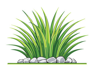 A fresh green plant surrounded by rocks