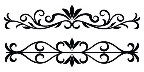 Elegant Black Floral Scrollwork Ornaments for Decorative Design Use