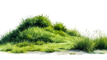 Lush grassy knoll with soft textures and vibrant greenery, evoking serene atmosphere